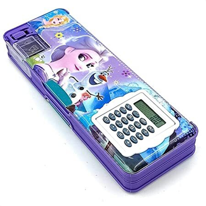SANYA TRADERS Frozen Character Calculator Gemetory Box For School Kids Geometry Box(Purple)