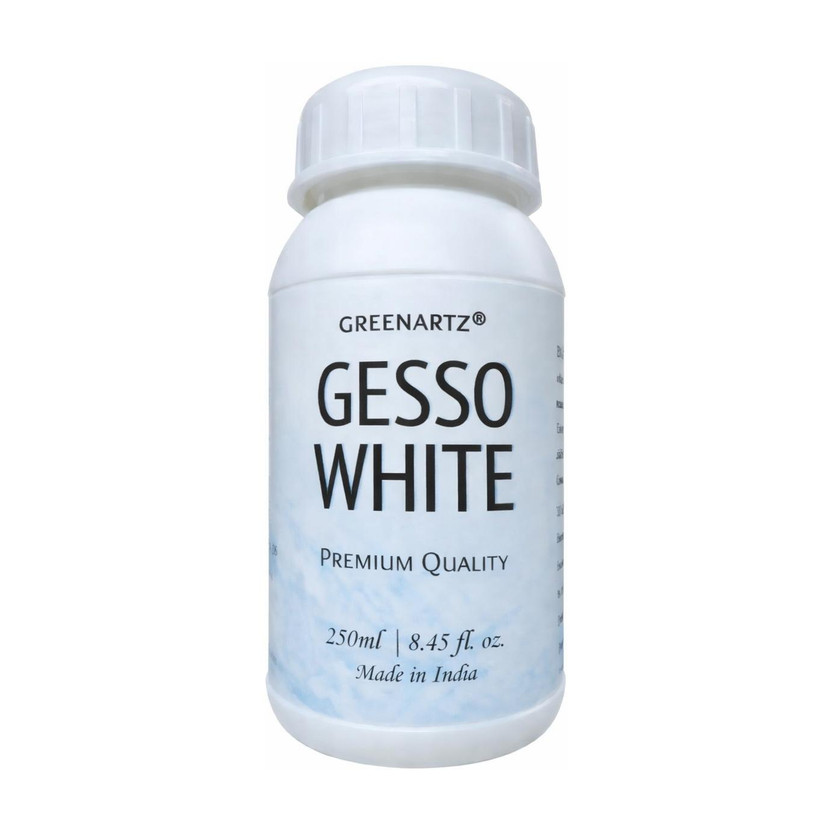 GREENARTZ Gesso White Texture Priming Medium White Gesso for Panels, Temperas, Paint Formulations, Oil Painting, Canvas(Semi-liquid 250 ml)