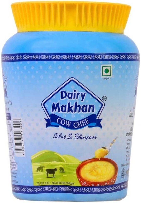 dairy makhan Natural Pure Desi Cow Milk Ghee Rich Aroma Traditional Taste Healthy Cooking Ghee Mason Jar(1 kg)