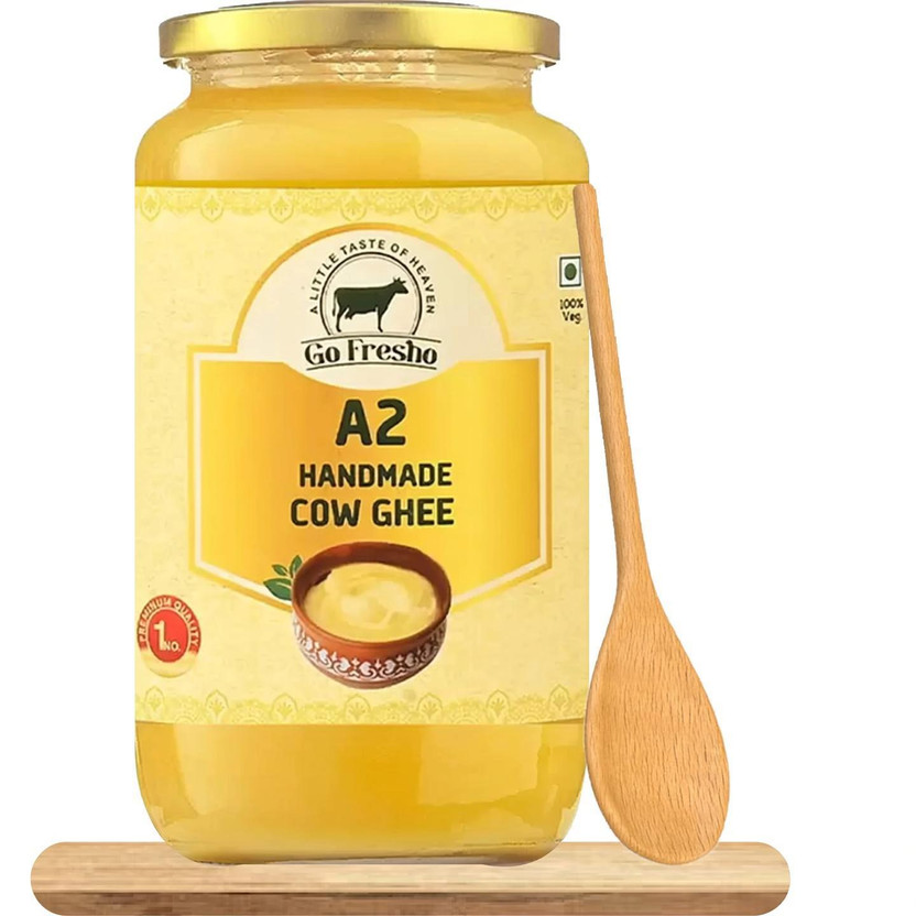 Go Fresho A2 Desi Cow | Method | Pure & Handmade | Ghee Glass Bottle(1 kg)