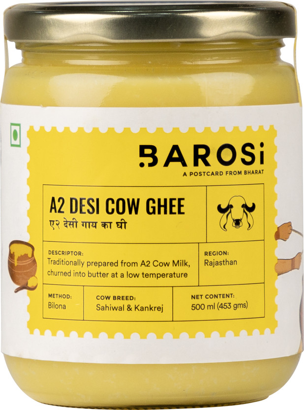 BAROSI A2 Desi Cow Ghee Glass Bottle(500 ml)