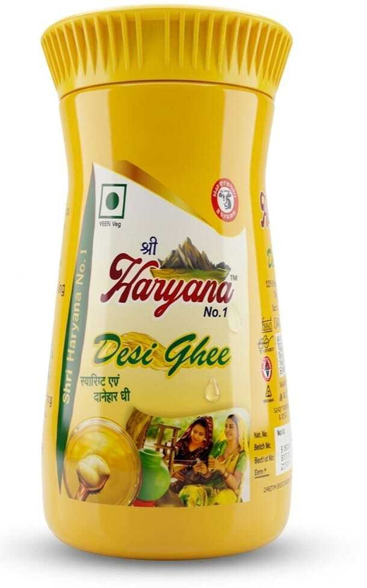 Shri Haryana No 1 Pure Desi Cow Ghee Traditional Bilona Style Rich Aroma & Grainy Texture Plastic Bottle(1 kg)