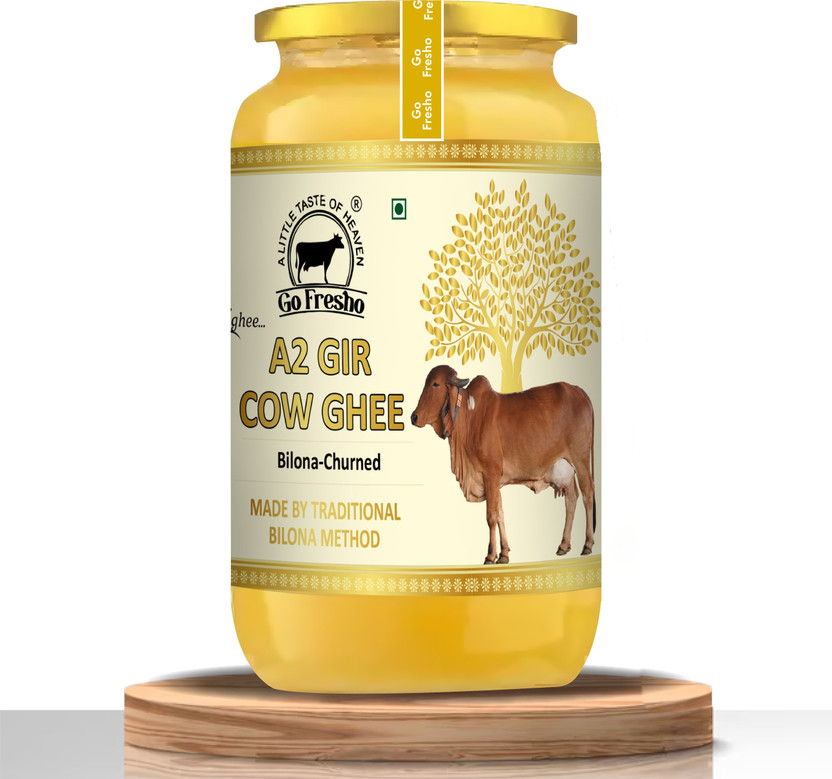 Go Fresho A2 Desi gir Cow | Bilona Method|Pure,Healthy| Ghee Glass Bottle(500 g)