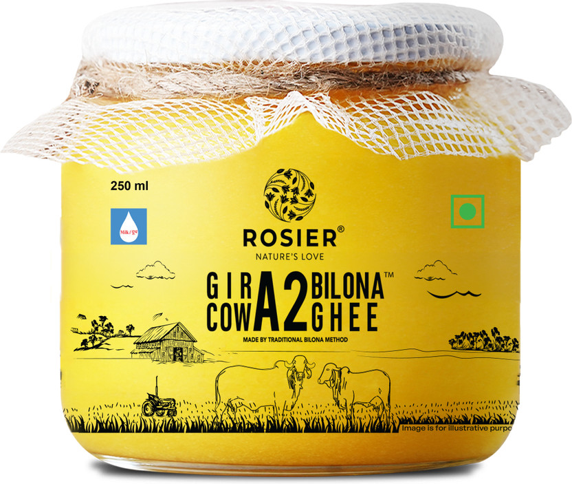 ROSIER A2 Gir Cow Ghee 250ml Traditional Bilona Method A2 Ghee Pure & Healthy Desi Ghee Ghee Glass Bottle(250 ml)