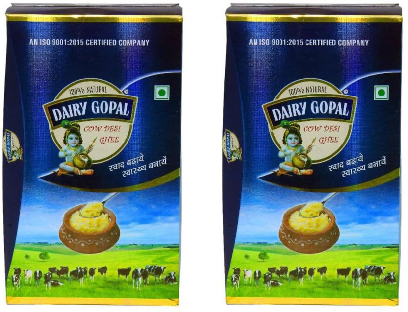 DAIRY GOPAL Natural Pure Desi Cow Milk Ghee Rich Aroma Traditional Taste Healthy Cooking Ghee Tetrapack(905 g, Pack of 2)