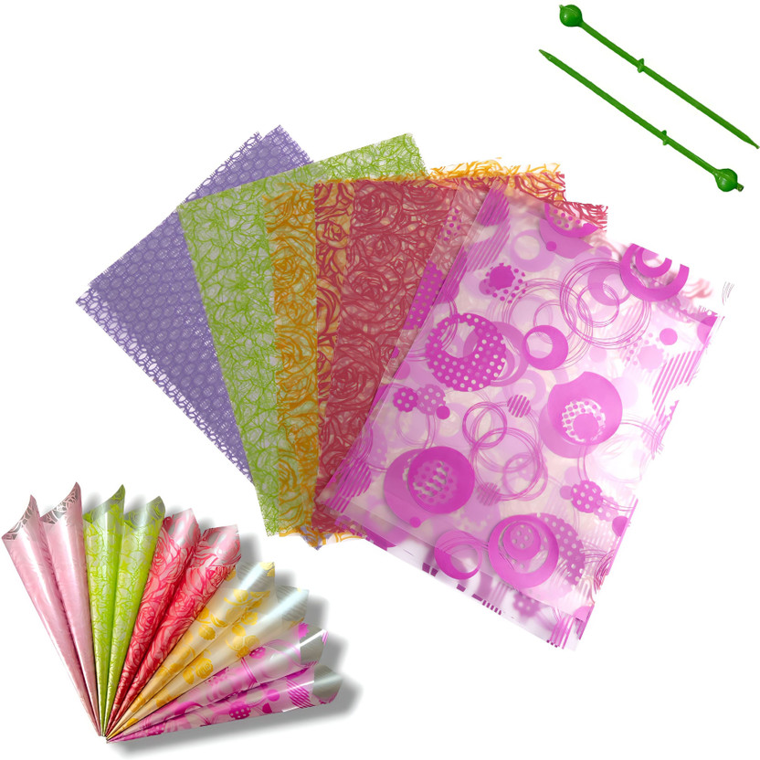 Sai Orgs Pre Cut Cellophane Sheets for mehndi cone 60pcs Cellophane Sheet, Plastic cone rolling pins Gift Wrapper(Multicolor)