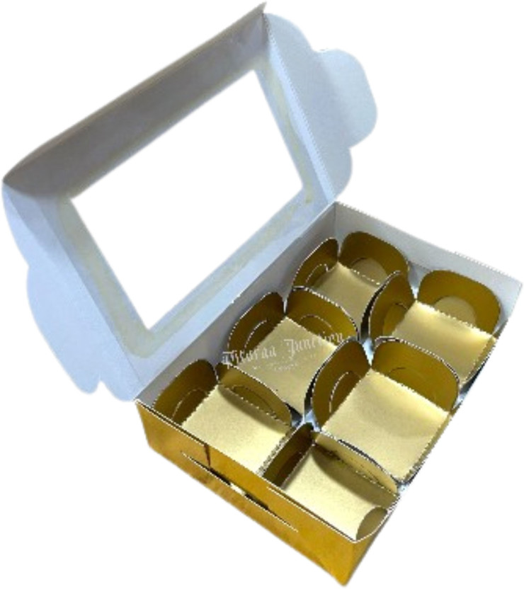 PITARAA JUNCTION Golden 6 Cavity Chocolate Box Ideal for Gifting Festive Hamper Pack of 10 Pieces Craft Paper (360 GSM) Gift Wrapper(Gold)
