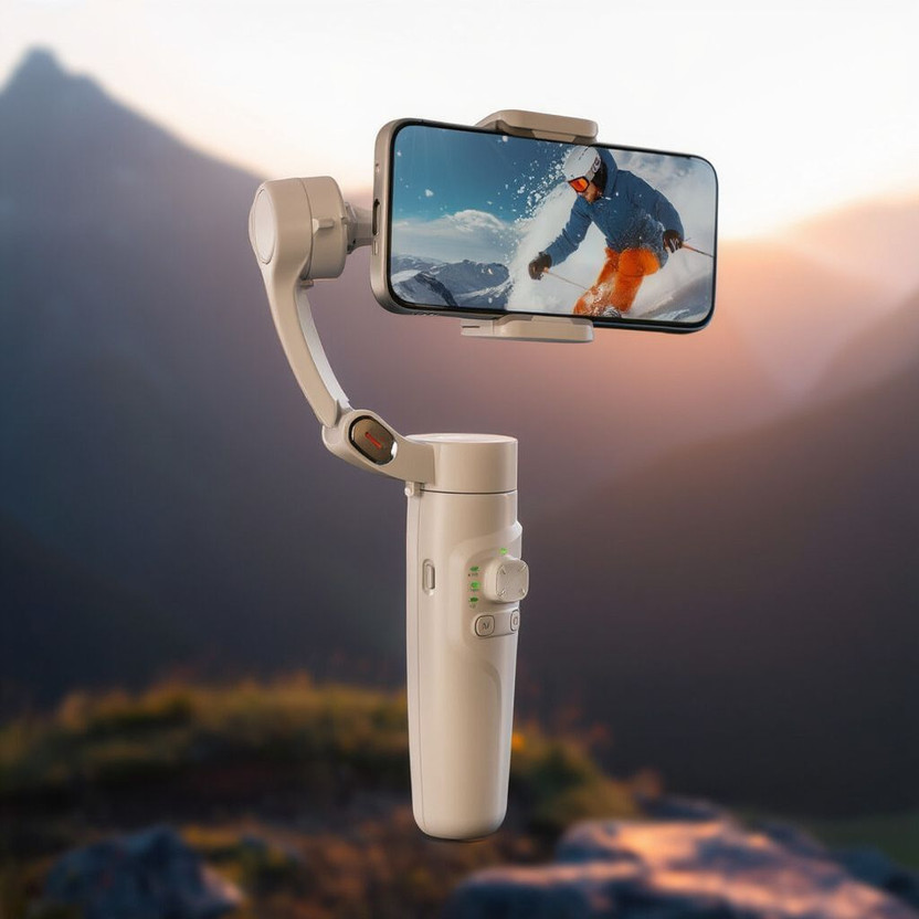 Divine creation M1 3-Axis Gimbal Stabilizer | AI Face Tracking, Smooth Video, Foldable D383 3 Axis Gimbal for Mobile(350 Grams)