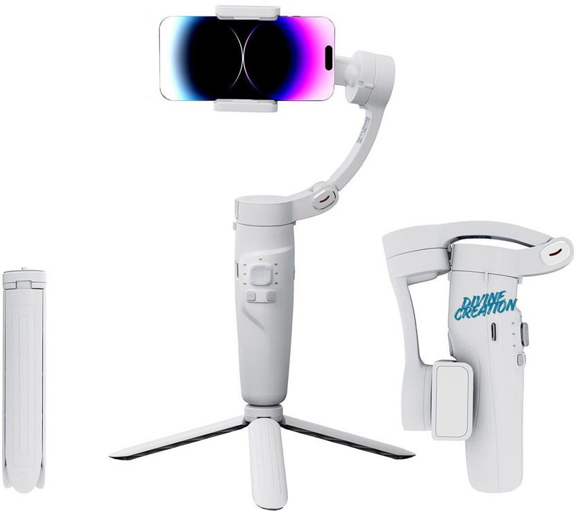 Divine creation M1 3-Axis Gimbal Stabilizer | AI Face Tracking, Smooth Video, Foldable D18 3 Axis Gimbal for Mobile(350 Grams)