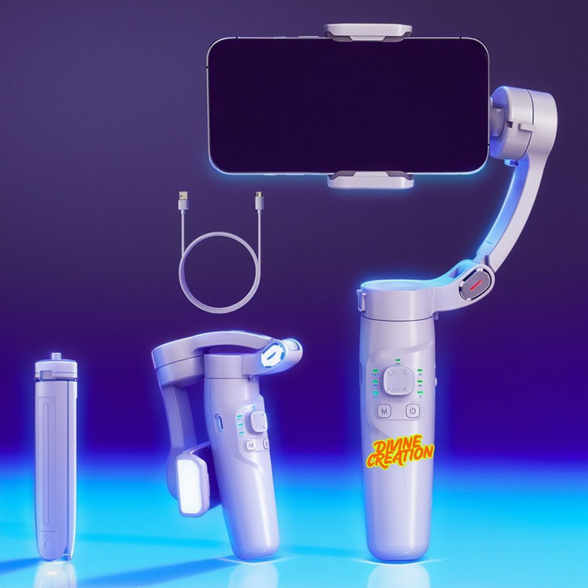 Divine creation M1 3-Axis Gimbal Stabilizer | AI Face Tracking, Smooth Video, Foldable D413 3 Axis Gimbal for Mobile(350 Grams)