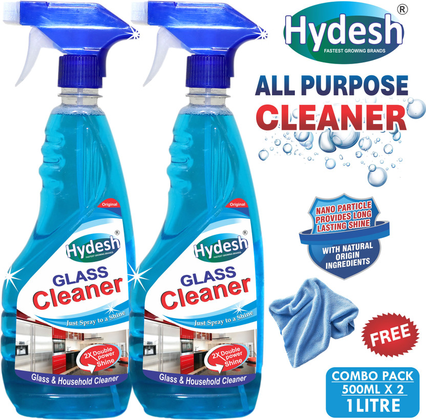hydesh 2X Double Power Shine Glass & Household Cleaner With Cleaning Cloth(1000 ml)