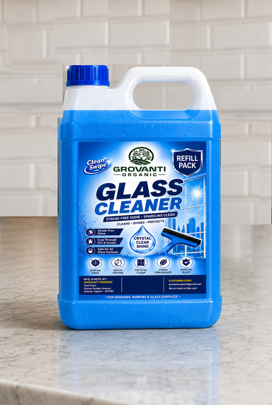 GROVANTI ORGANIC Glass Cleaner 5l , Streak-Free Shin, 5 Liters(5000 ml)