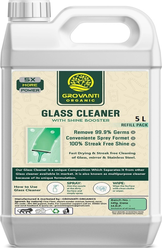 GROVANTI ORGANIC Glass Cleaner 5 Litre(5000 ml)