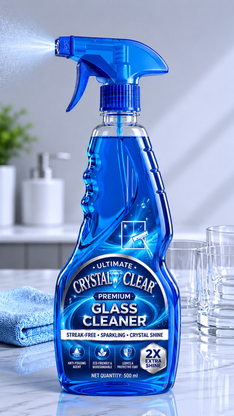 AQUAONE Premium Glass Cleaner - Economy | Streak-Free Shine for Windows, Mirrors & Cars(500 ml)
