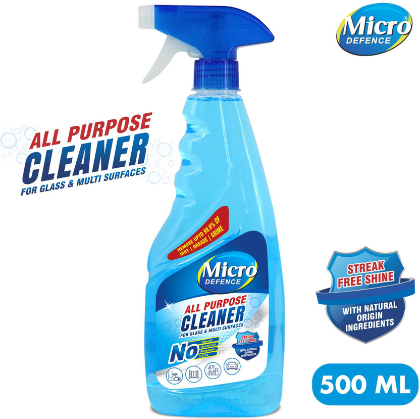 MicroDefence All Purpose Glass Cleaner|Cleans & Shine Glass,Mirror,TV,Kitchen,Wooden Surfaces(500 ml)