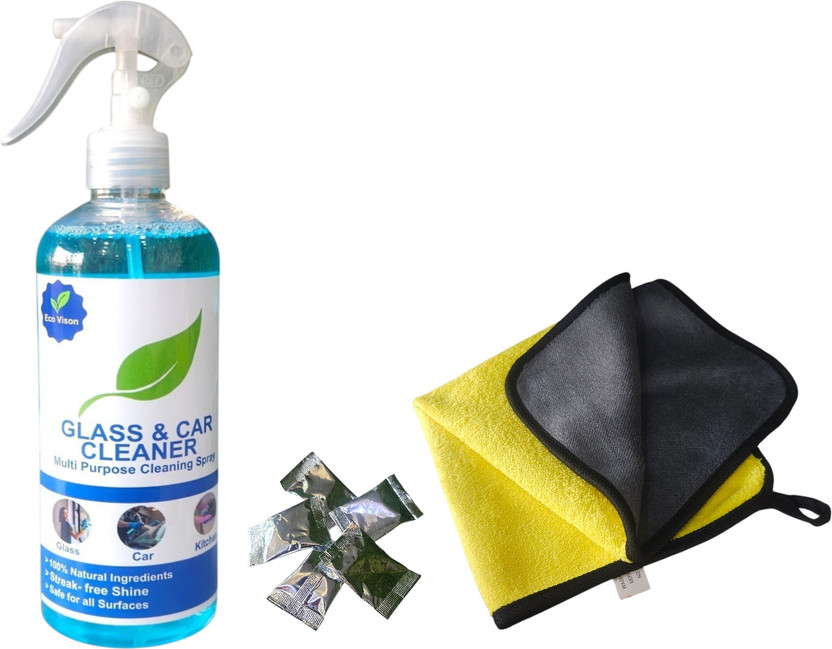 Eco Vision Glass Cleaner Spray with microfiber cloth and 5 tablet Car,kitchen cleaner(500 ml)