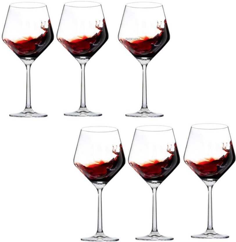 DKOR'HOM (Pack of 6) Short Steam Champagne Bordeaux Stem Wine Glass Lead Free Crystal Clear Drinkware Kitchen Dining Glass Set Wine Glass(650 ml, Glass, Clear)