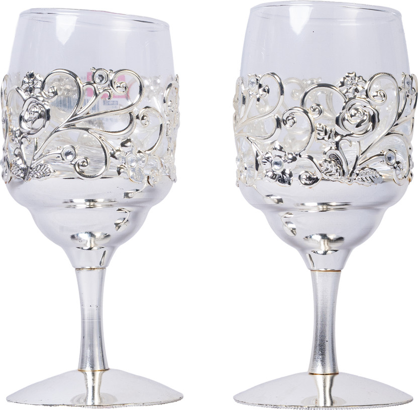 IRAVI (Pack of 2) IRAVI_COCKTAIL_GLASS_2 Glass Set Cocktail Glass(200 ml, Glass, Aluminium, Silver)