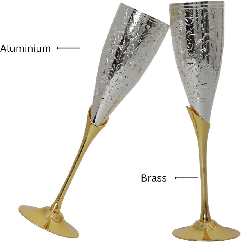 STARLIGHT STARLIGHT (Pack of 2) Aluminum & Brass Wine Glass Elegant for Wine, Cocktails, and Beverages Glass Set Wine Glass(350 ml, Aluminium, Silver) - Flipkart Deal