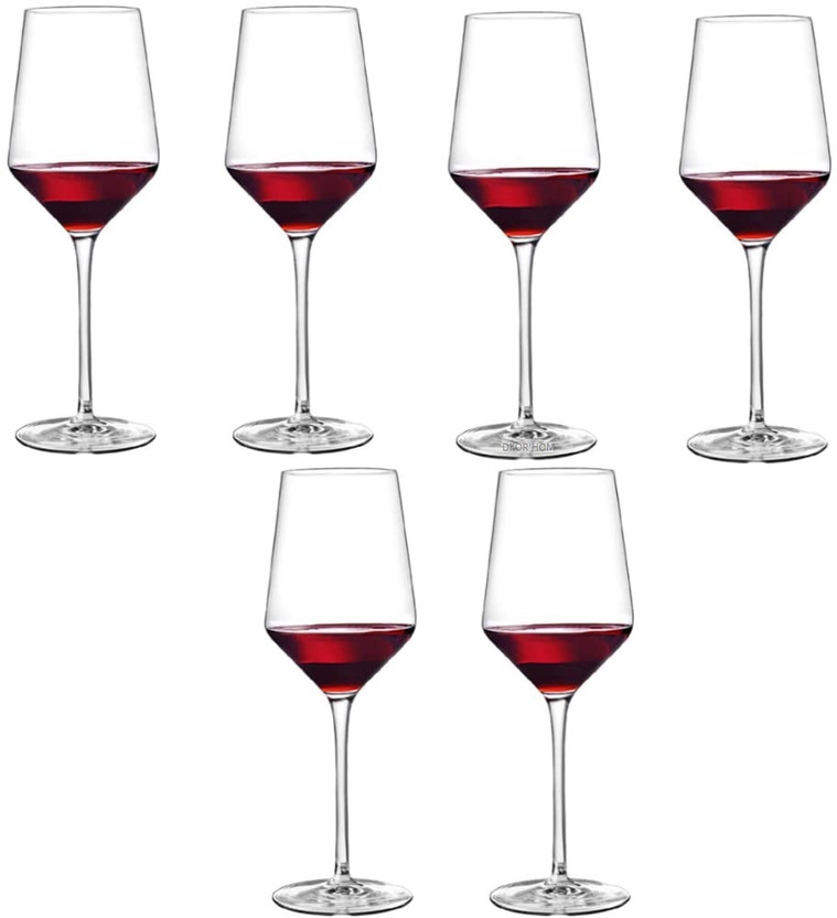 DKOR'HOM (Pack of 6) Champagne Bordeaux Stem Crystal Clear Wine Glass Long Stream Lead-Free Drinkware Dining Kitchen Glass Set Wine Glass(530 ml, Glass, Clear)