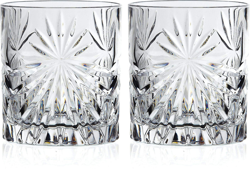 jay gatrad seller (Pack of 2) Glass for Drinking Bourbon, Cocktails, Old Fashioned Cocktail Glass Set Whisky Glass(230 ml, Glass, Clear)