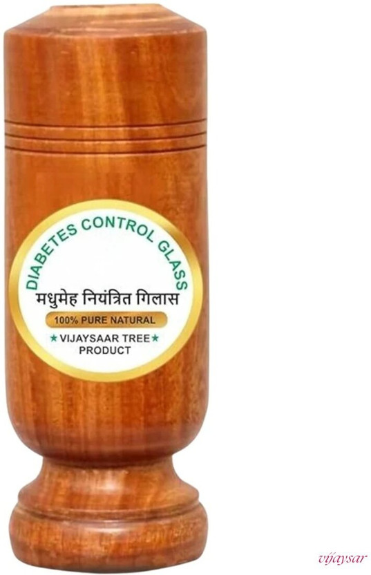 Vijaysar Wooden Glass | Natural Care Tumbler For Sugar Balance Smooth Finish Glass Water/Juice Glass(100 ml, Wood, Light Brown)