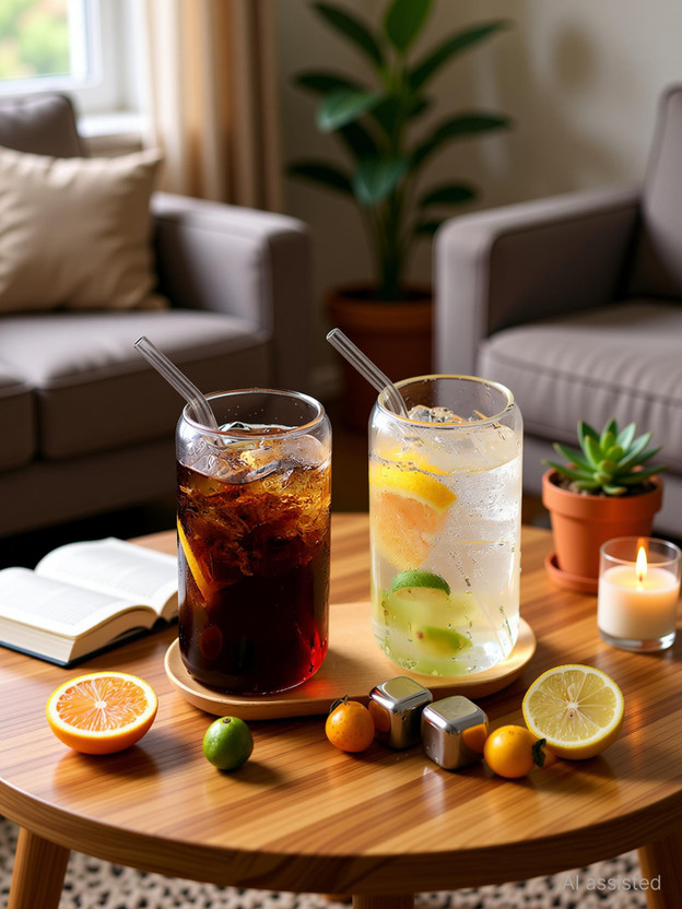 Convoke (Pack of 2) Can Shaped Glass Mug with Glass Straw | Glass Tumbler for Juice, Cold Coffee Glass Set Water/Juice Glass(500 ml, Glass, Clear)