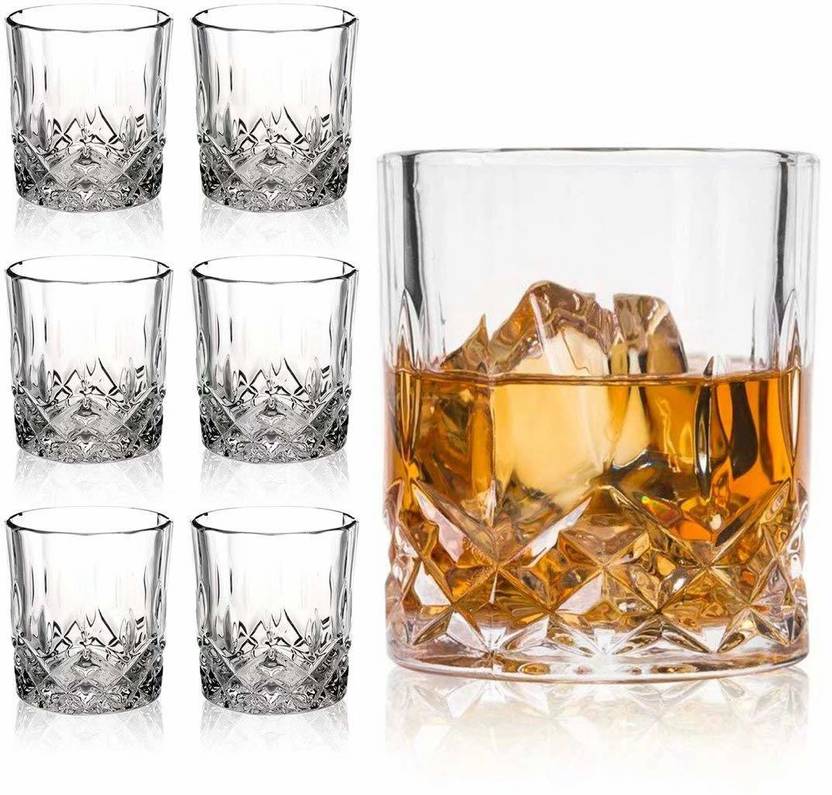 MairaTrends (Pack of 6) Opera Crystal Whiskey Glasses Set of 6 pcs 325 ml Bar Glass for