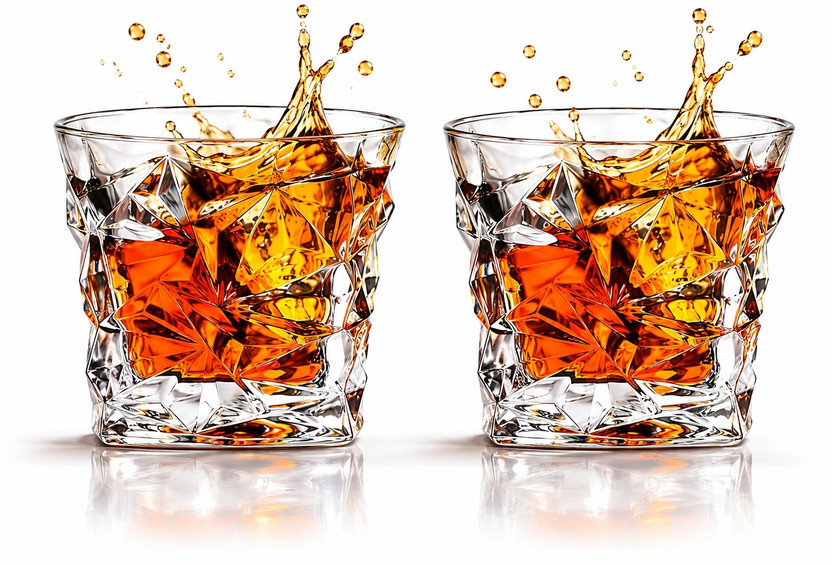 d global (Pack of 2) Diamond Crystal Cut Whiskey Glasses Set of 2 pcs Bar Glass for Drinking-kx Glass Set Whisky Glass(310 ml, Glass, Clear)