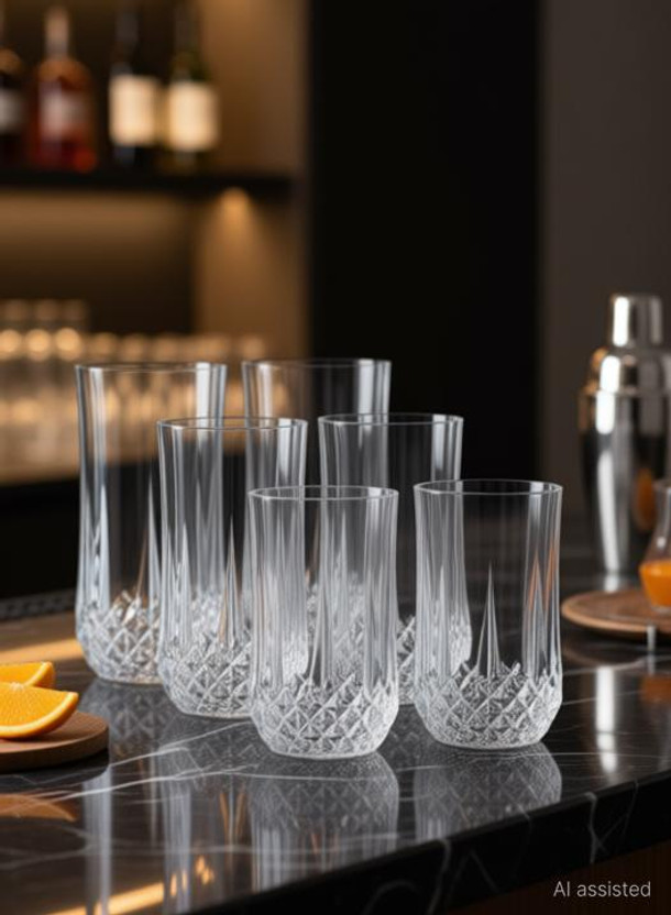 vetreo vetreo (Pack of 6) Pack of 6) Drinking Glasses Set of 6- 12.5 CM Highball Glasses Crystal Glass Tumblers for Water, Juice, Beer, Wine, Cocktails, Whiskey Glass Set (300 ml, Glass) Glass Set Water/Juice Glass(300 ml, Glass, Clear) - Flipkart Deal