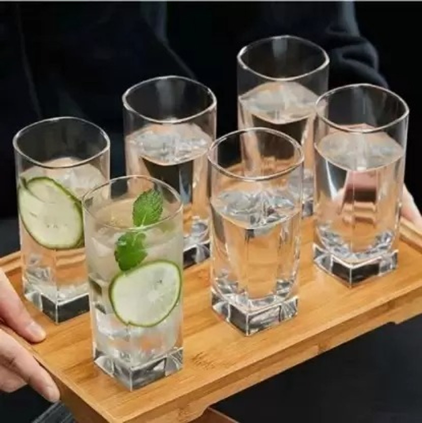 Kavyakrash (Pack of 6) Transparent Water & Juice Glass Set (315 ml, Glass) Glass Set Water/Juice Glass(315 ml, Glass, Clear)