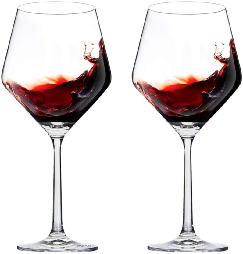 DKOR'HOM (Pack of 2) Short Steam Champagne Bordeaux Stem Crystal Clear Wine Glass Drinkware Kitchen Dining Glass Set Wine Glass(650 ml, Glass, Clear)