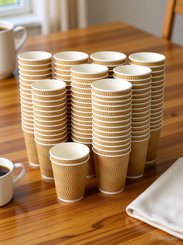 QSNAO INTERNATIONAL Pack of 50 Paper Premium Ripple Paper Disposable Cups for Drinking(Brown, Cup)