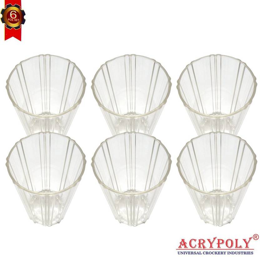ACRYPOLY (Pack of 6) Polycarbonate Trendy Drinking Glasses for Water