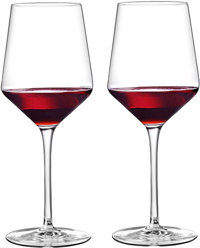 DKOR'HOM (Pack of 2) Lead-Free Long Stream Champagne Bordeaux Stem Crystal Clear Wine Glass Drinkware Kitchen Dining Glass Set Wine Glass(530 ml, Glass, Clear)