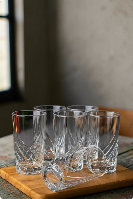 JYOTIXPRESS (Pack of 6) Clear/Transparent Water Tumbler Pack Of 6 Glass Set Water/Juice Glass(200 ml, Glass, Clear)