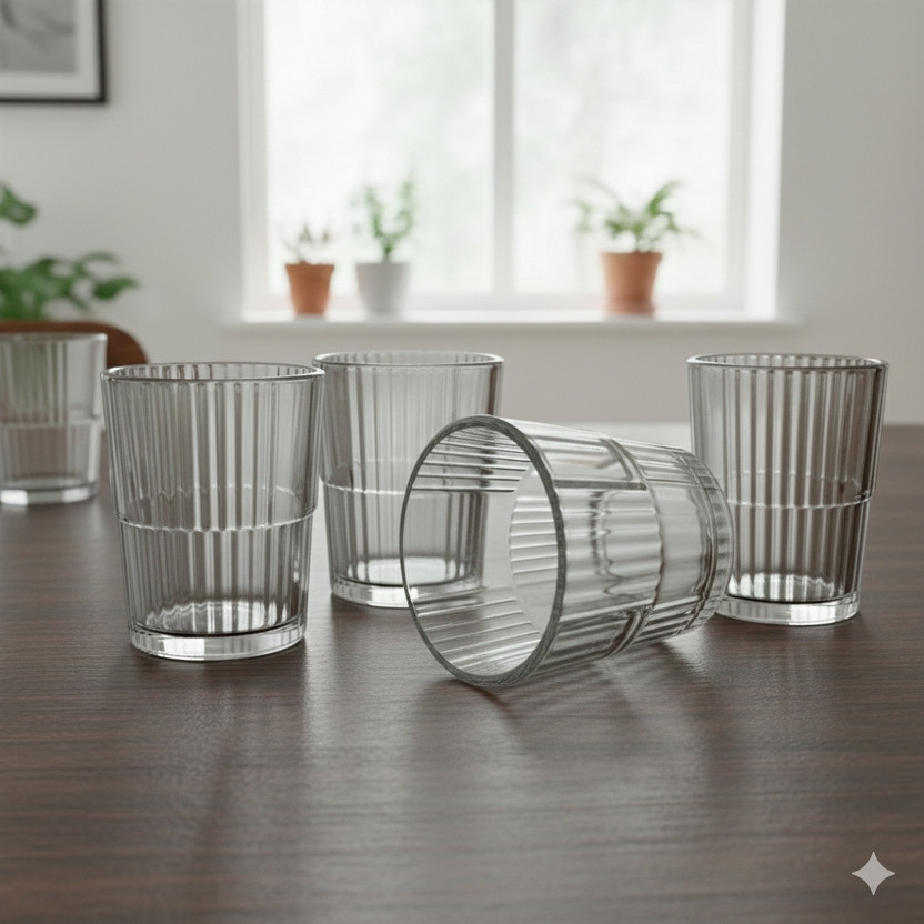 Reagn (Pack of 4) Ultimate_04 Glass Set Water/Juice Glass(200 ml, Glass, Clear)