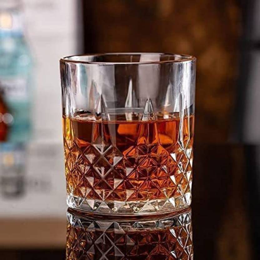 Fronted Pack Of 6 Crystal Clear Whiskey Glasses Heavy Bottom Round Shaped Bar Glass For 6308