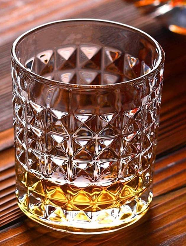 Fronted (Pack of 6) Crystal Diamond Cut Fashioned Whiskey Glasses Set