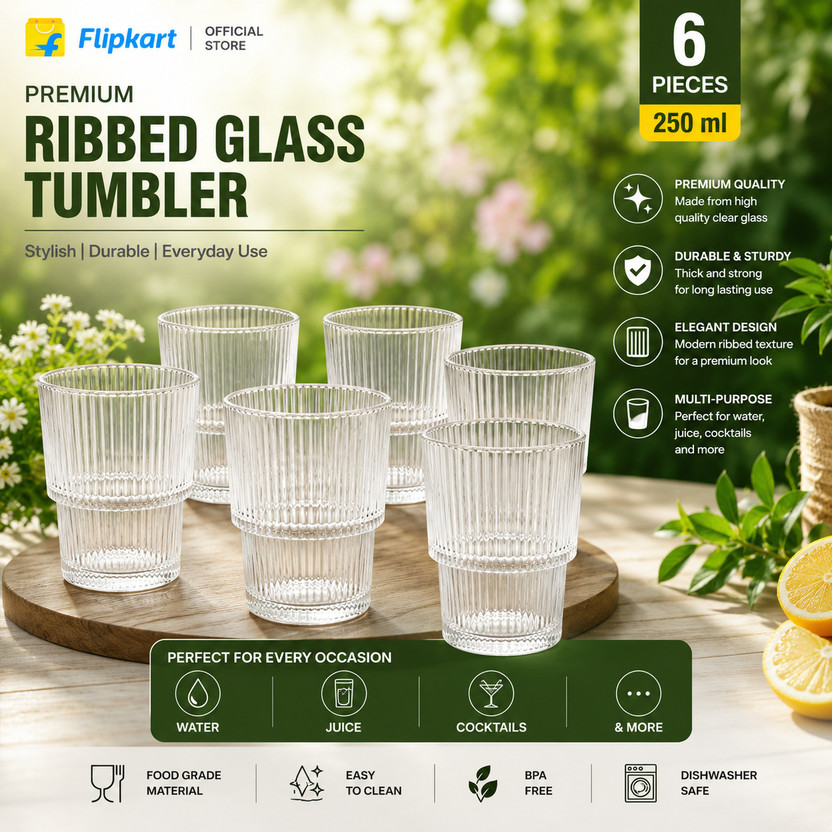 SVGI SVGI (Pack of 6) LINER PASSPORT PACK OF 6 Glass Set Water/Juice Glass(200 ml, Glass, Clear) - Flipkart Deal
