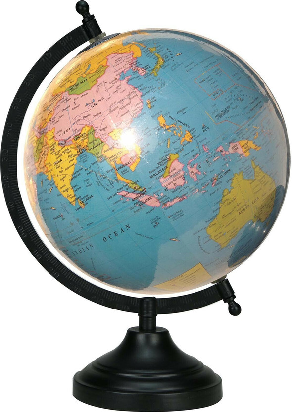 Globeskart Educational Laminated Sky Blue Desk And Table Top Political World Globe(Medium Sky Blue)