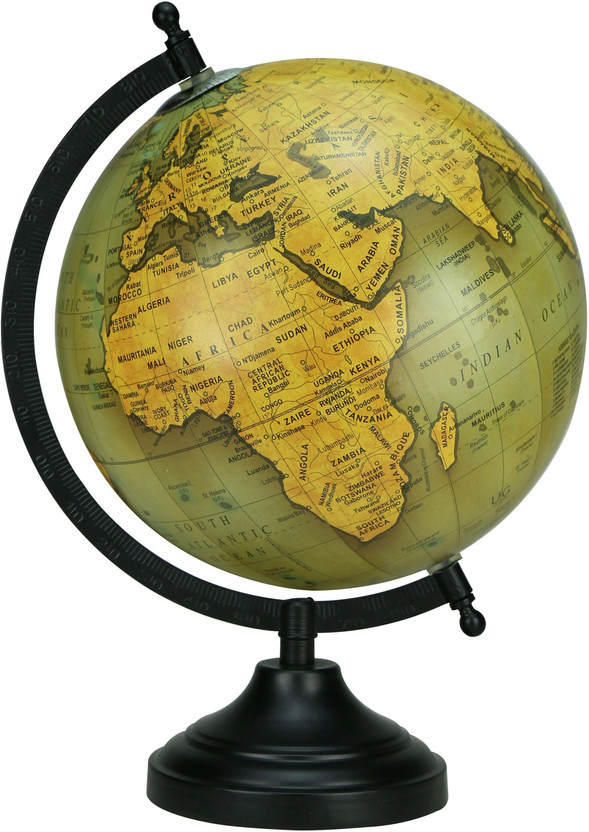 Globeskart Designer Antique Olive Green Gold Desk and Table Top Political World Globe(Medium Olive Green)