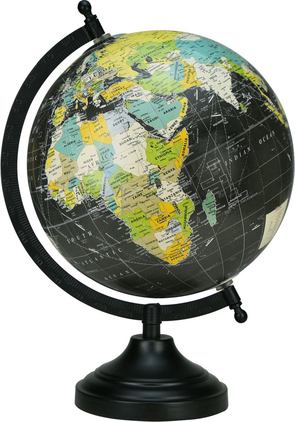 Globeskart Designer Antique Black Multicolor Desk and Table Top Political World Globe(Medium Black)