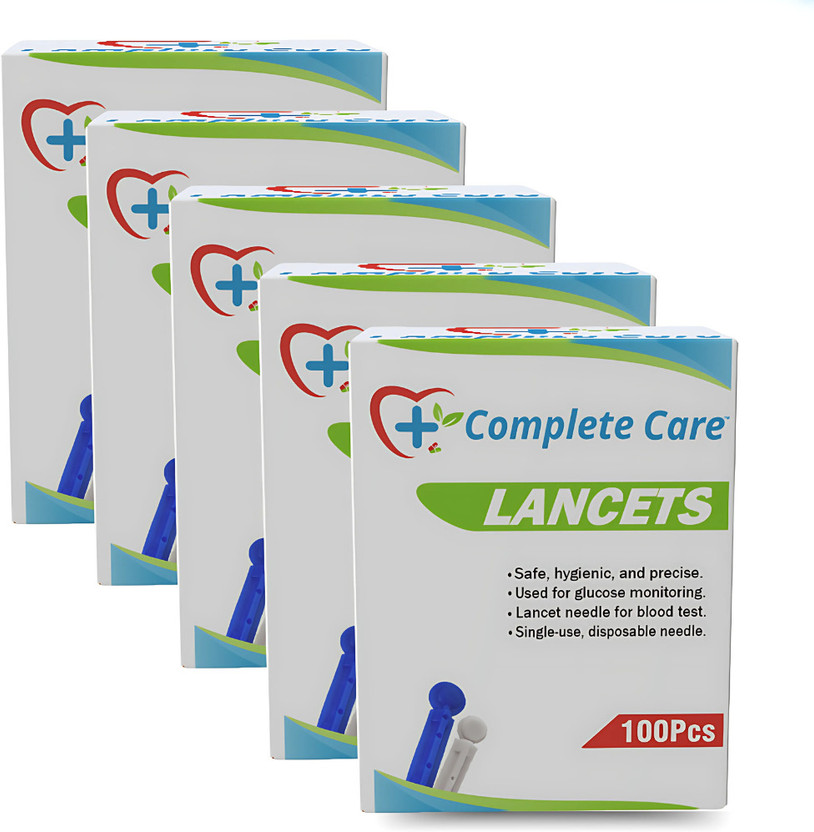 Complete Care Safety Lancets, Sterile, Single-Use Blood Lancets for Painless Testing Glucometer Lancets(500)