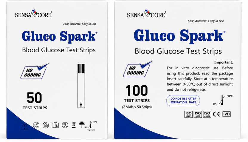 gluco spark Glucometer Test Strips|Monitor Blood Sugar Change related to Frequent Urination| 150 Glucometer Strips