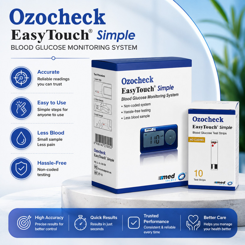 Ozocheck Blood Sugar Testing Full Kit| Carrying Case, Test Strips, Lancing Device, Lancet Glucometer(Multicolor)