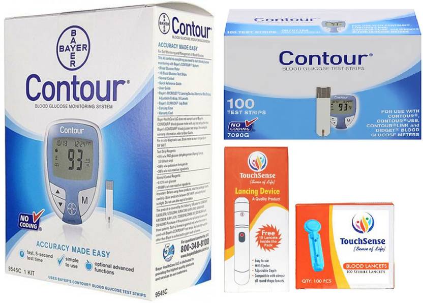 Contour Blue meter with 100 strips 1lancing device 100 lancet