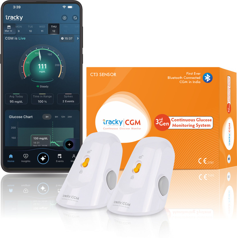 Tracky Tracky CGM Sensor For continuous glucose monitoring Pack of 2 Glucometer(White) - Flipkart Deal