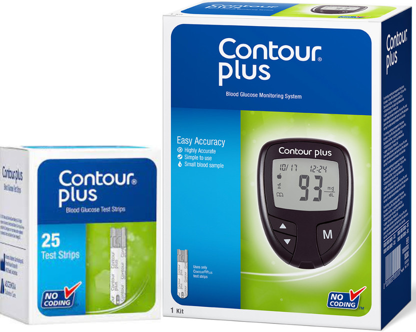 CONTOUR PLUS Blood Glucose Monitoring System 25 Strips Glucometer(Black)