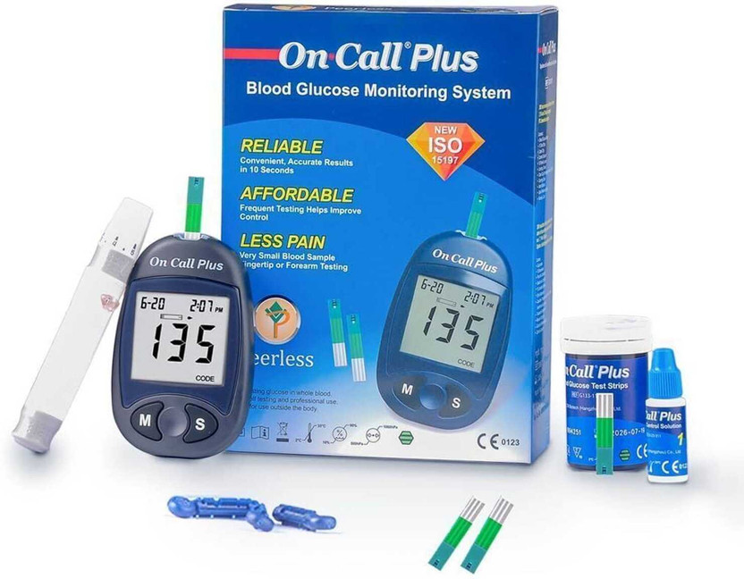 Peerless On Call Plus Blood Glucose Monitoring System Glucometer(Blue)